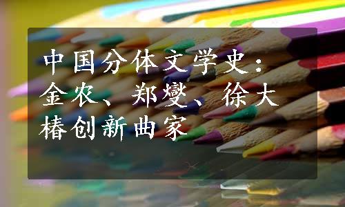 中国分体文学史：金农、郑燮、徐大椿创新曲家