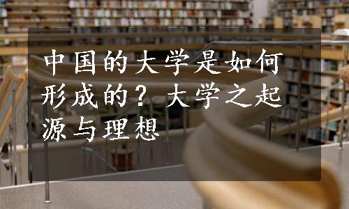 中国的大学是如何形成的？大学之起源与理想