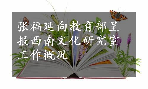 张福延向教育部呈报西南文化研究室工作概况