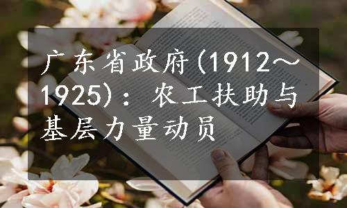 广东省政府(1912～1925)：农工扶助与基层力量动员