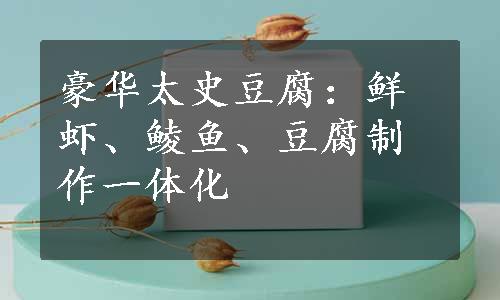 豪华太史豆腐：鲜虾、鲮鱼、豆腐制作一体化