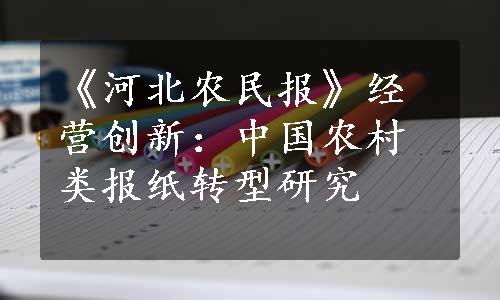 《河北农民报》经营创新：中国农村类报纸转型研究
