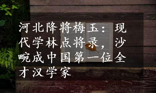 河北降将梅玉：现代学林点将录，沙畹成中国第一位全才汉学家