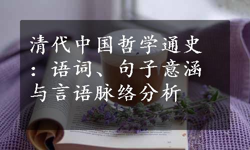 清代中国哲学通史：语词、句子意涵与言语脉络分析