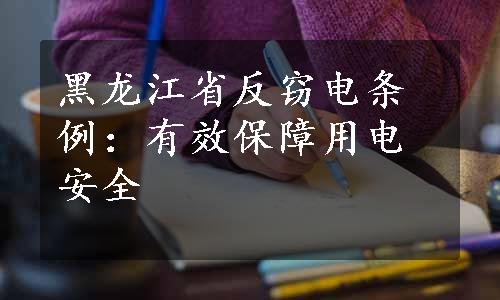 黑龙江省反窃电条例：有效保障用电安全