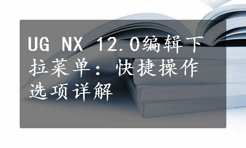 UG NX 12.0编辑下拉菜单：快捷操作选项详解