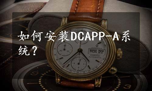 如何安装DCAPP-A系统？