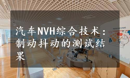汽车NVH综合技术：制动抖动的测试结果