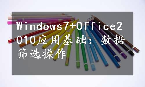 Windows7+Office2010应用基础：数据筛选操作