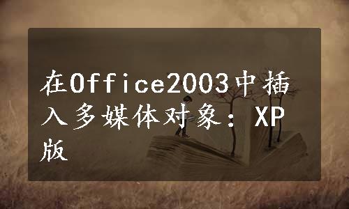 在Office2003中插入多媒体对象：XP版