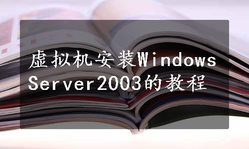 虚拟机安装WindowsServer2003的教程