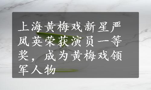上海黄梅戏新星严凤英荣获演员一等奖，成为黄梅戏领军人物