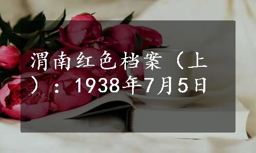 渭南红色档案（上）：1938年7月5日