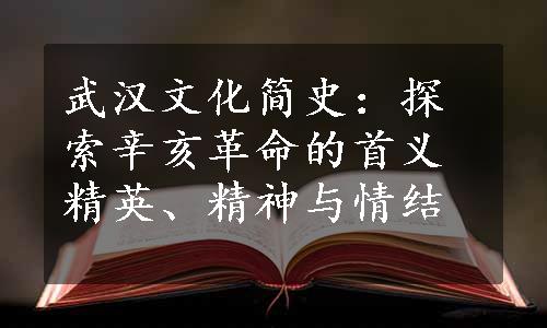 武汉文化简史：探索辛亥革命的首义精英、精神与情结