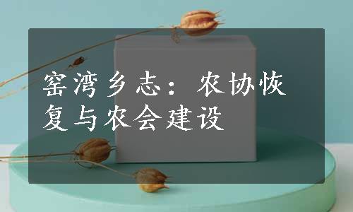窑湾乡志：农协恢复与农会建设