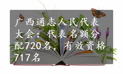 广西通志人民代表大会：代表名额分配720名，有效资格717名