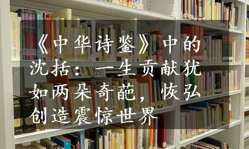 《中华诗鉴》中的沈括：一生贡献犹如两朵奇葩，恢弘创造震惊世界