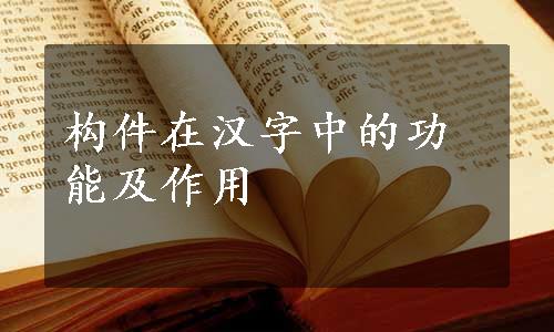 构件在汉字中的功能及作用