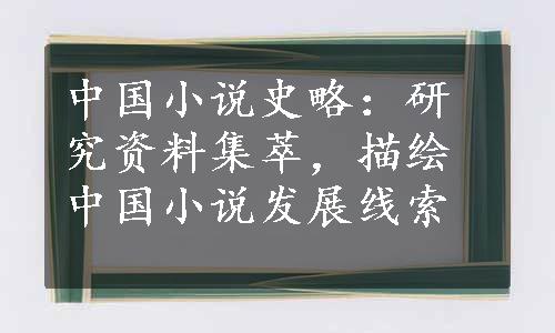 中国小说史略：研究资料集萃，描绘中国小说发展线索
