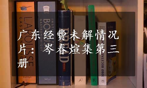 广东经费未解情况片：岑春煊集第三册