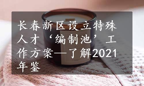 长春新区设立特殊人才‘编制池’工作方案—了解2021年鉴