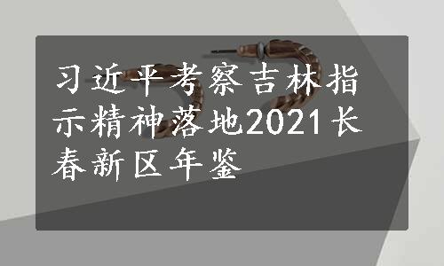 习近平考察吉林指示精神落地2021长春新区年鉴