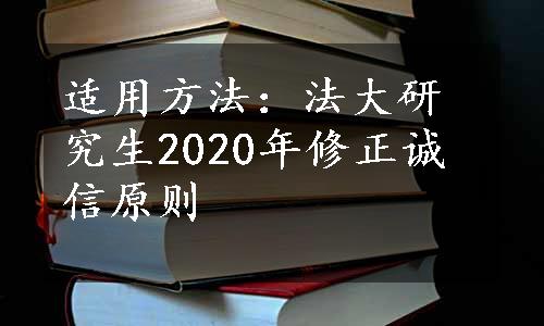 适用方法：法大研究生2020年修正诚信原则