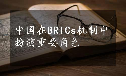中国在BRICs机制中扮演重要角色