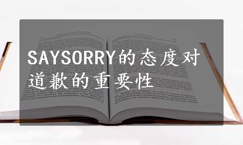 SAYSORRY的态度对道歉的重要性