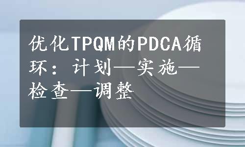 优化TPQM的PDCA循环：计划—实施—检查—调整