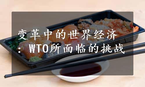 变革中的世界经济：WTO所面临的挑战