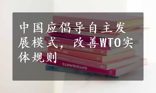 中国应倡导自主发展模式，改善WTO实体规则