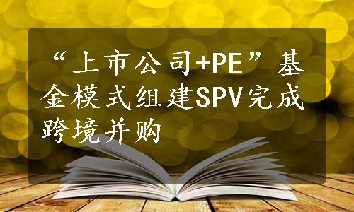 “上市公司+PE”基金模式组建SPV完成跨境并购