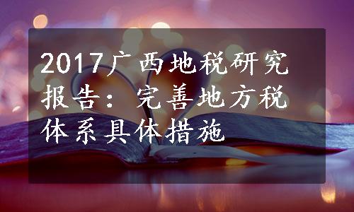 2017广西地税研究报告：完善地方税体系具体措施