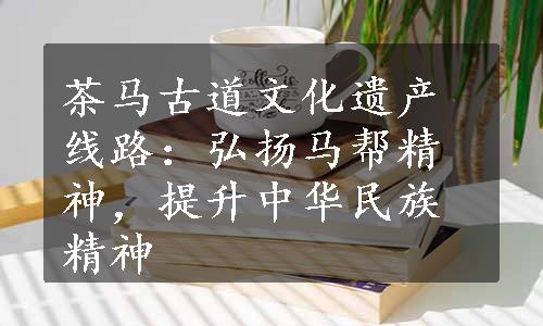茶马古道文化遗产线路：弘扬马帮精神，提升中华民族精神