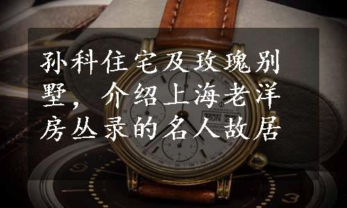 孙科住宅及玫瑰别墅，介绍上海老洋房丛录的名人故居