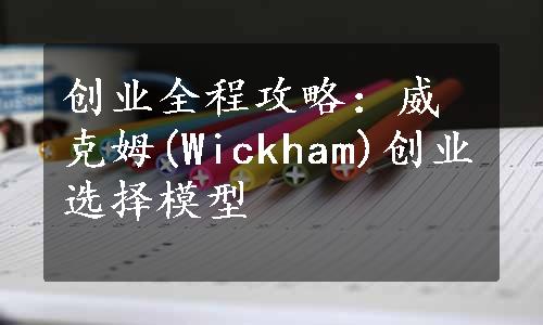 创业全程攻略：威克姆(Wickham)创业选择模型