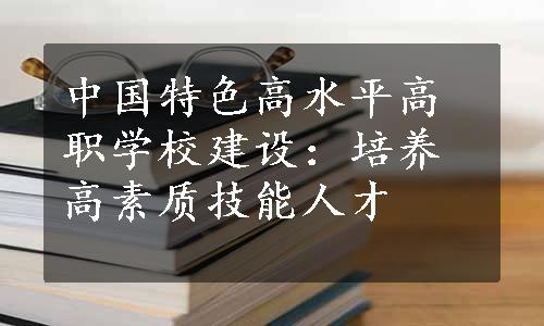 中国特色高水平高职学校建设：培养高素质技能人才