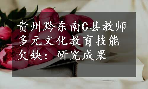 贵州黔东南C县教师多元文化教育技能欠缺：研究成果