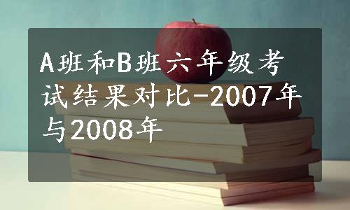 A班和B班六年级考试结果对比-2007年与2008年