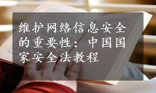 维护网络信息安全的重要性：中国国家安全法教程
