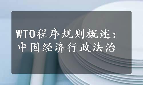 WTO程序规则概述：中国经济行政法治