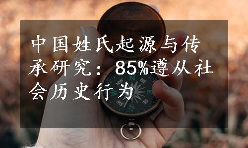 中国姓氏起源与传承研究：85%遵从社会历史行为