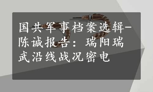 国共军事档案选辑-陈诚报告：瑞阳瑞武沿线战况密电