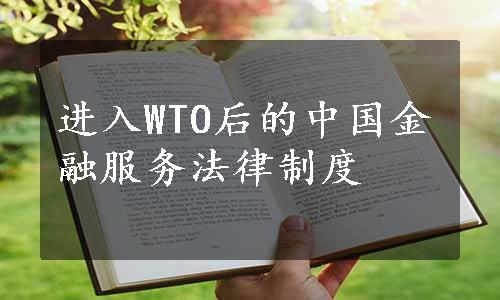 进入WTO后的中国金融服务法律制度